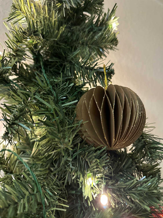 KI-generiertes Bild,3x Wabenball Petrol Grün Braun 8cm Papierkugel Honeycomb Deko Party Weihnachten