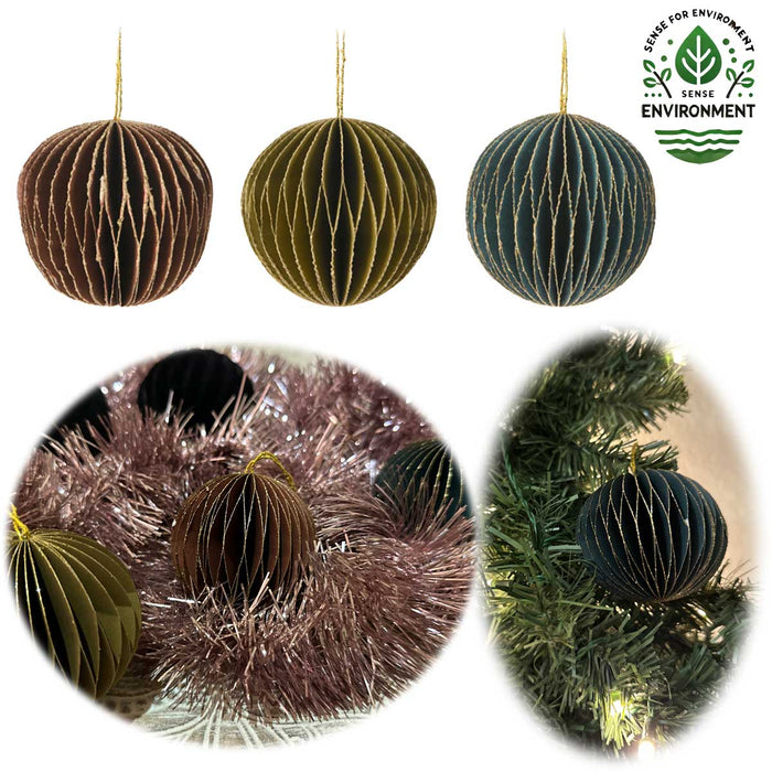 KI-generiertes Bild 3x Wabenball Petrol Grün Braun 6cm Papierkugel Honeycomb Deko Party Weihnachten