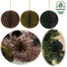 KI-generiertes Bild 3x Wabenball Petrol Grün Braun 8cm Papierkugel Honeycomb Deko Party Weihnachten