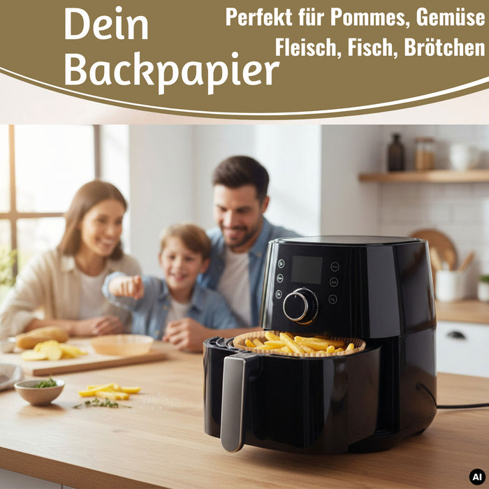 KI-generiertes Bild,Backpapier Rund 16cm Set 100 Stück FSC für Airfryer Heißluftfritteuse Zubehör