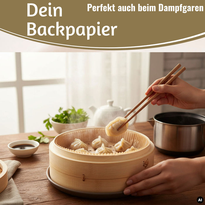 KI-generiertes Bild,Backpapier Rund 16cm Set 100 Stück FSC für Airfryer Heißluftfritteuse Zubehör
