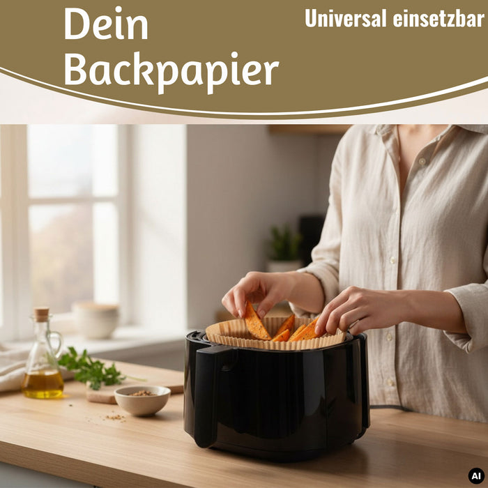 KI-generiertes Bild,Backpapier Rund 16cm Set 100 Stück FSC für Airfryer Heißluftfritteuse Zubehör