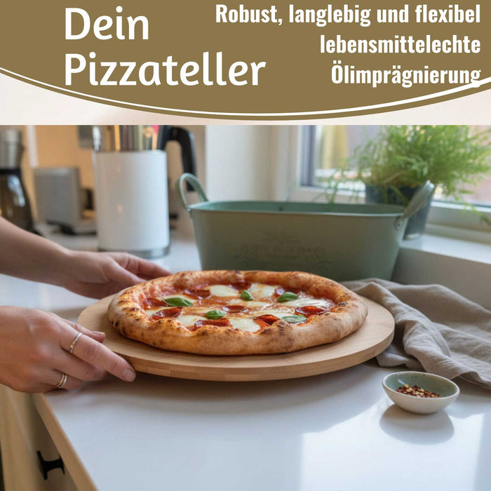 KI-generiertes Bild,XL Holz Servierplatte Drehteller 35cm Bambus drehbar Drehtablett Drehplatte