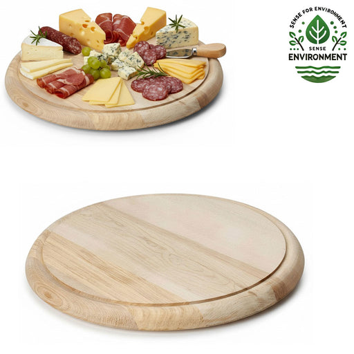 KI-generiertes Bild Holz Fleischteller Servierteller 25cm Birke Rund Schneidebrett Vesperbrett