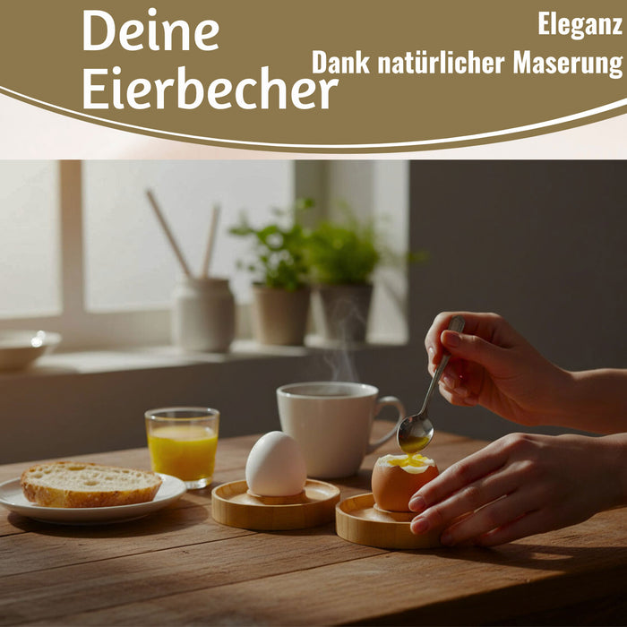 KI-generiertes Bild,Holz Eierbecher 4´er Set Bambus Eierhalter Eihalter Dipschale