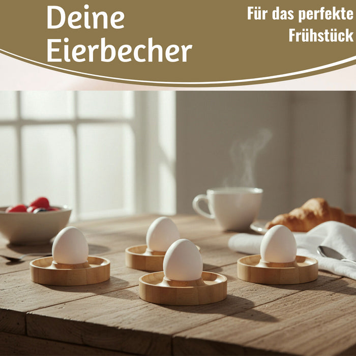 KI-generiertes Bild,Holz Eierbecher 4´er Set Bambus Eierhalter Eihalter Dipschale