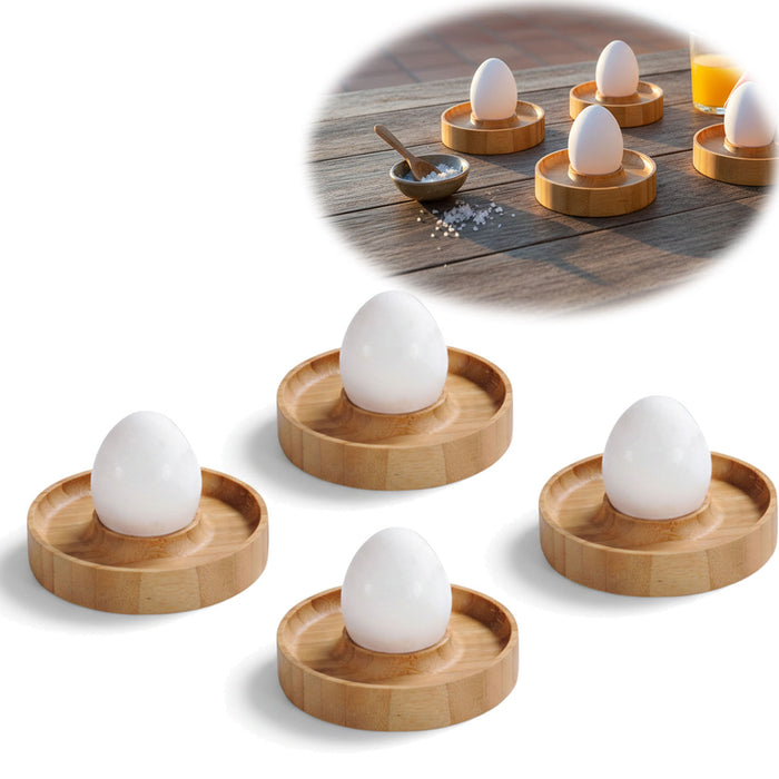KI-generiertes Bild Holz Eierbecher 4´er Set Bambus Natürliche Optik Eierhalter Eihalter Dipschale