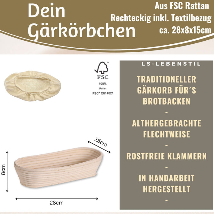 KI-generiertes Bild,Gärkörbchen Gärkorb Oval 28x15x8cm Peddigrohr Brotform Leineneinsatz Brotkorb