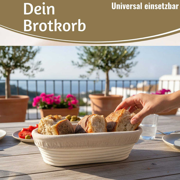 KI-generiertes Bild,Gärkörbchen Gärkorb Oval 28x15x8cm Peddigrohr Brotform Leineneinsatz Brotkorb