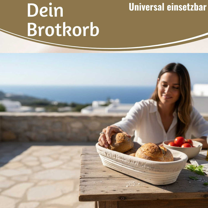 KI-generiertes Bild,Gärkörbchen Gärkorb Oval 35x15x8cm Peddigrohr Brotform Leineneinsatz Brotkorb