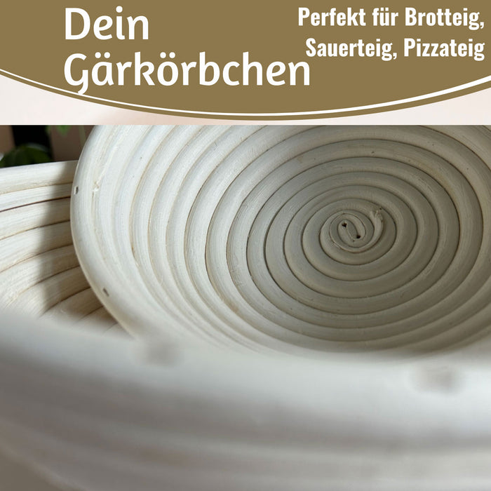 KI-generiertes Bild,Gärkörbchen Gärkorb Rund 22x8cm Peddigrohr Brotform Leineneinsatz Brotkorb