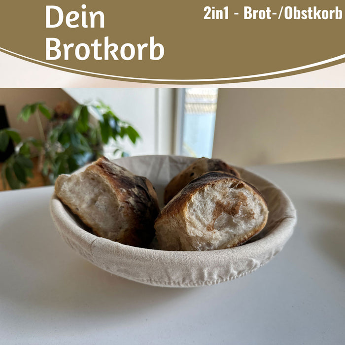 KI-generiertes Bild,Gärkörbchen Gärkorb Rund 25x8cm Peddigrohr Brotform Leineneinsatz Brotkorb