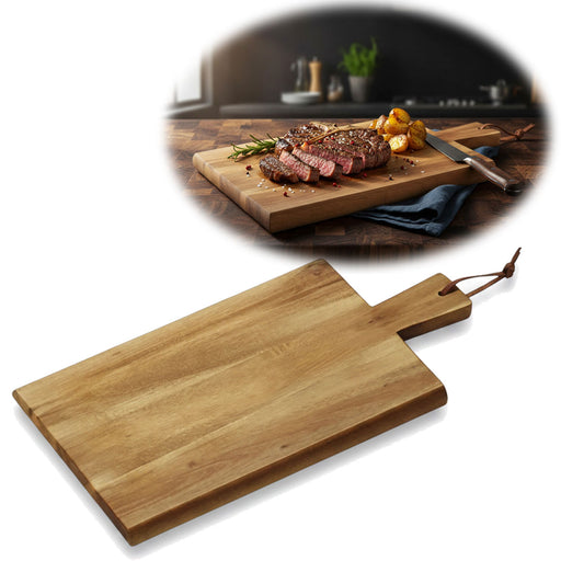 KI-generiertes Bild Holz Griffbrett Servierbrett 45cm Akazie XL Eckig Schneidebrett Tranchierbrett