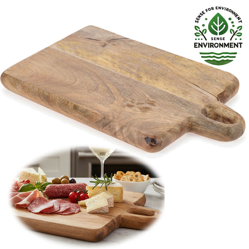 KI-generiertes Bild Mango Holz Schneidebrett mit Griff 38cm Vesperbrett Tranchierbrett Massiv