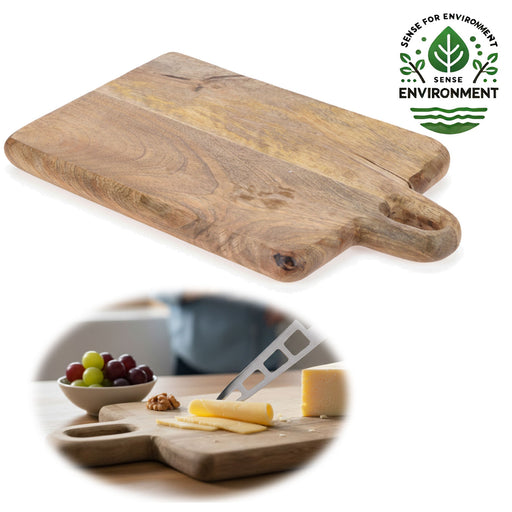 KI-generiertes Bild Mango Holz Schneidebrett mit Griff 32cm Vesperbrett Tranchierbrett Massiv