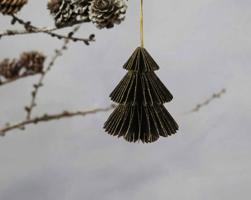 KI-generiertes Bild,3x Papier Tannenbaum Grau Anthrazit Schwarz 8cm Deko-Hänger Weihnachten