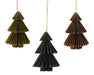 KI-generiertes Bild,3x Papier Tannenbaum Petrol Grün Braun 8cm Deko-Hänger Weihnachten
