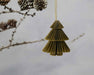 KI-generiertes Bild,3x Papier Tannenbaum Petrol Grün Braun 8cm Deko-Hänger Weihnachten