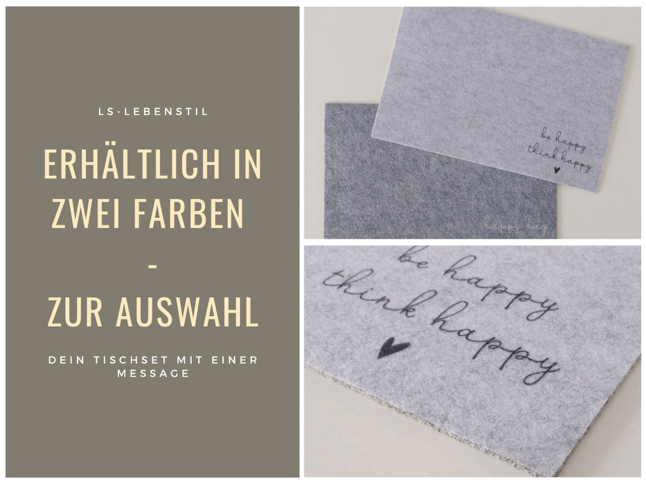 KI-generiertes Bild,2x Filz Tischset Platzset Happy Hell-Grau 45cm Rechteckig Platzdeckchen Platzmatte