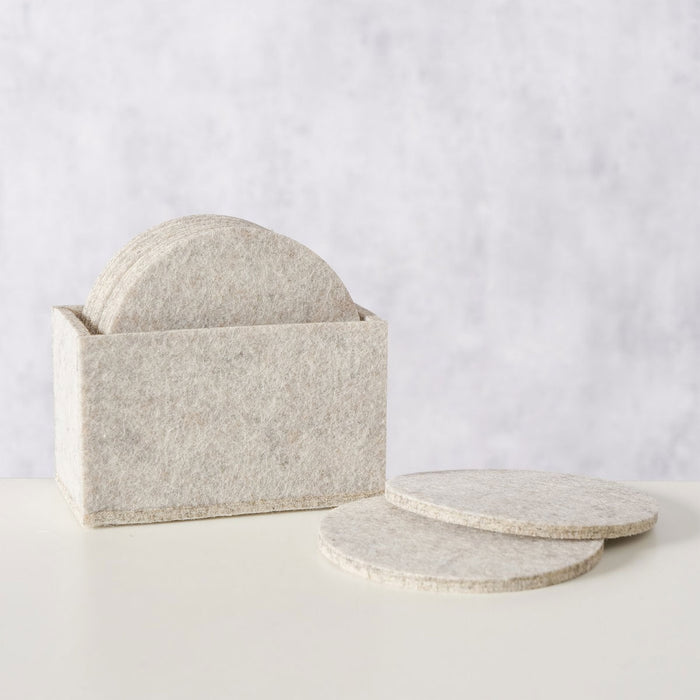 KI-generiertes Bild,10x Filz Glasuntersetzer Beige Rund 10cm mit Box für Gläser Getränke Tassen Deko