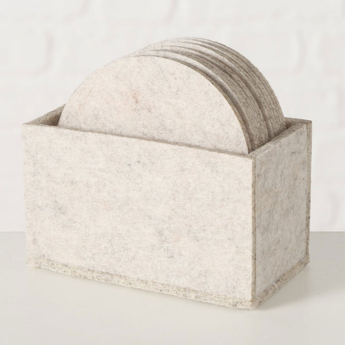 KI-generiertes Bild,10x Filz Glasuntersetzer Beige Rund 10cm mit Box für Gläser Getränke Tassen Deko
