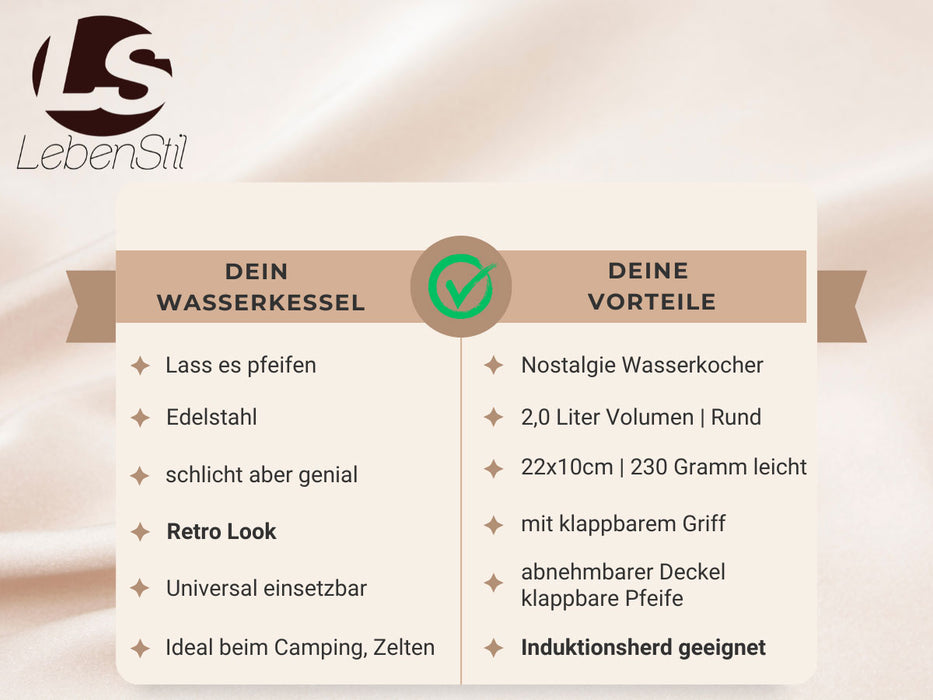 KI-generiertes Bild,Edelstahl Flötenkessel 2,0L Camping Wasserkessel Pfeifkessel Teekessel