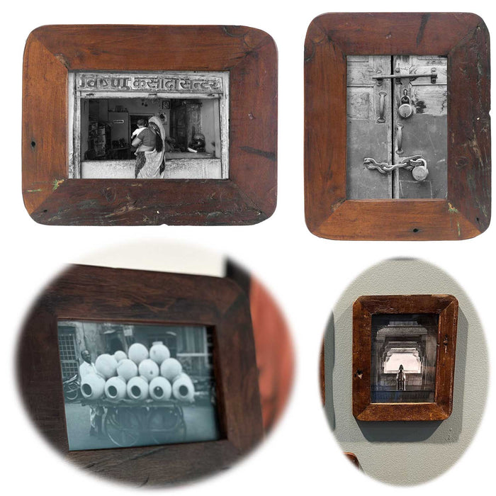 KI-generiertes Bild Vintage Bilderrahmen Dehli 10x15cm Fundholz Recycelt Fotorahmen Retro