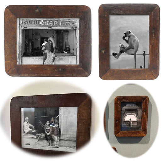 KI-generiertes Bild Vintage Bilderrahmen Dehli  20x15cm Fundholz Recycelt Fotorahmen Retro