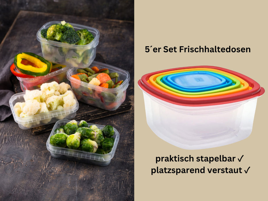 KI-generiertes Bild,5-fach Frischhaltedosen Set 225-1900ml Quadrat Deckel Gefrierdosen Vorratsdosen