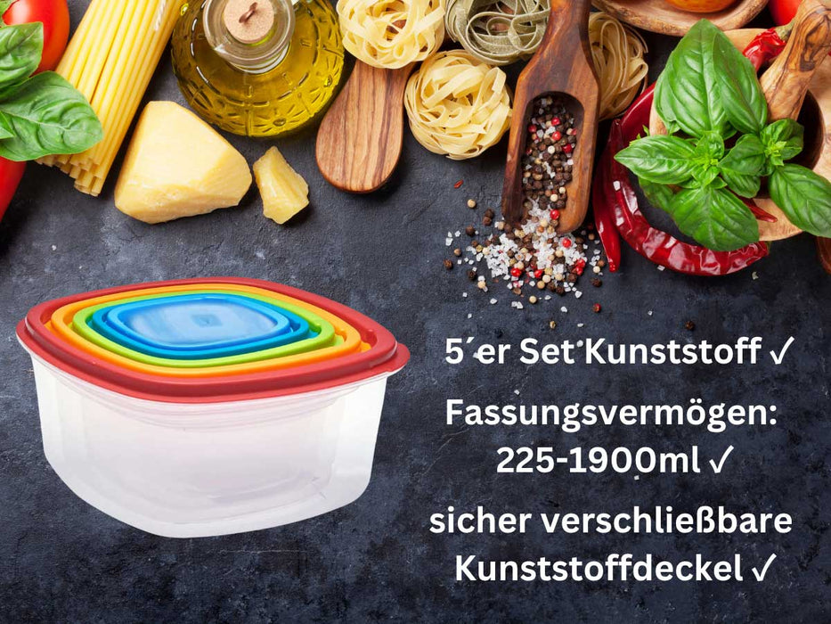 KI-generiertes Bild,5-fach Frischhaltedosen Set 225-1900ml Quadrat Deckel Gefrierdosen Vorratsdosen