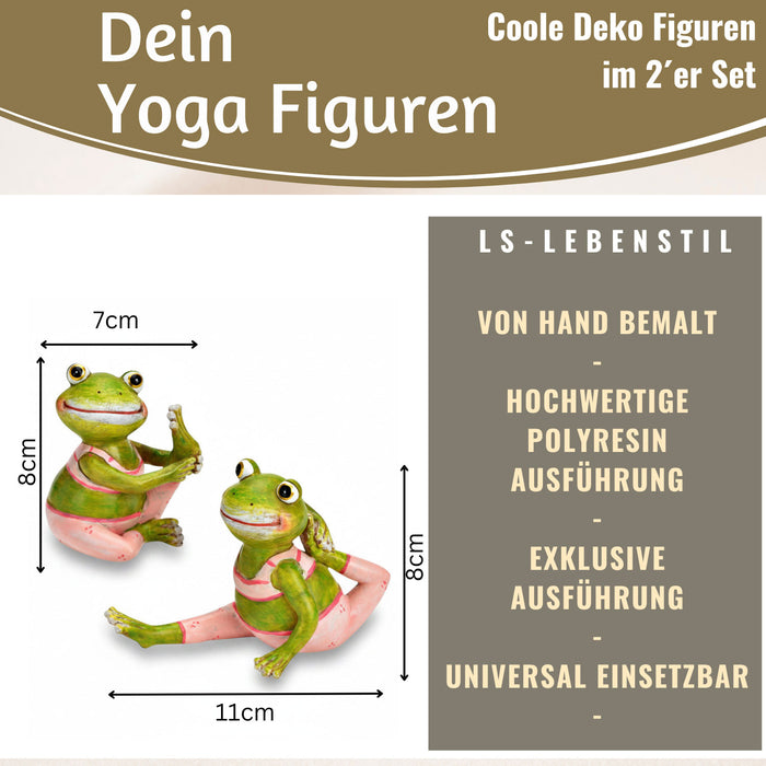 KI-generiertes Bild,2x Yoga Deko-Figuren Frösche Set 8cm Skulptur Gymnastik Feng Shui Deko-Objekt