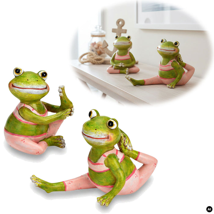 KI-generiertes Bild 2x Yoga Deko-Figuren Frösche Set 8cm Skulptur Gymnastik Feng Shui Garten Deko