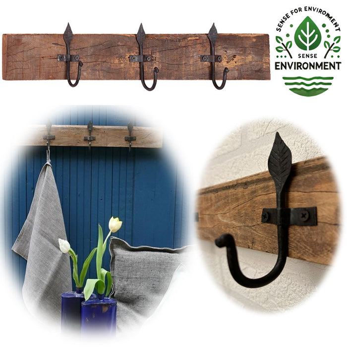 KI-generiertes Bild Vintage Wand-Garderobe 60cm Fundholz 3 Haken Braun Garderoben-Leiste