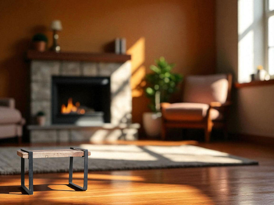 KI-generiertes Bild,Vintage Holz Bänkchen 35x20cm Braun Fußbank Fußhocker Tritthocker