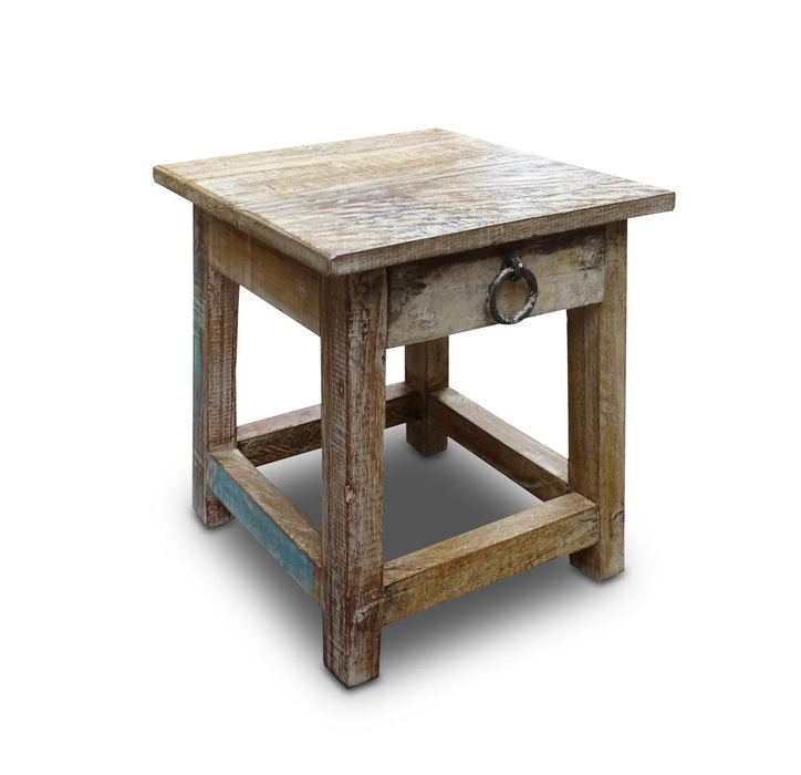 KI-generiertes Bild,Vintage Holz Nachttisch Schublade 30cm Nachtschrank Fußhocker