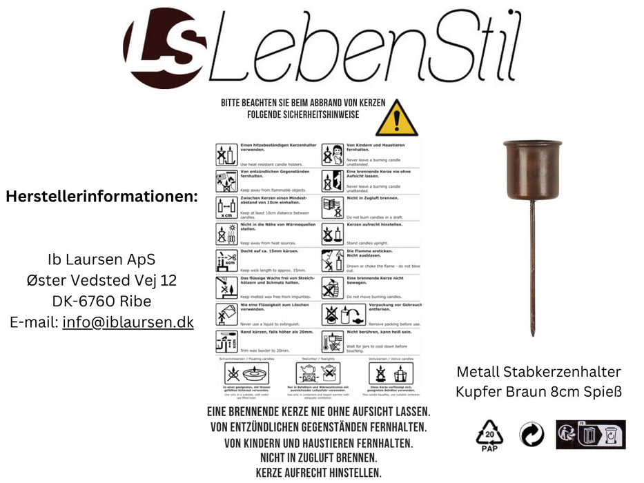 KI-generiertes Bild,IB Laursen Metall Stabkerzenhalter Kupfer Braun 8cm Spieß Kerzenständer Kerzenstecker
