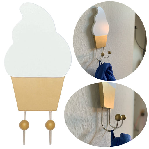 KI-generiertes Bild JaBaDaBaDo Holz Kinder Kleiderhaken Eis Weiß Gold 22cm Deko Wandhaken R16040