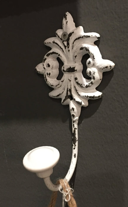 KI-generiertes Bild,2x Vintage Kleiderhaken 15x7cm Weiß Blume Garderobenhaken Wandhaken