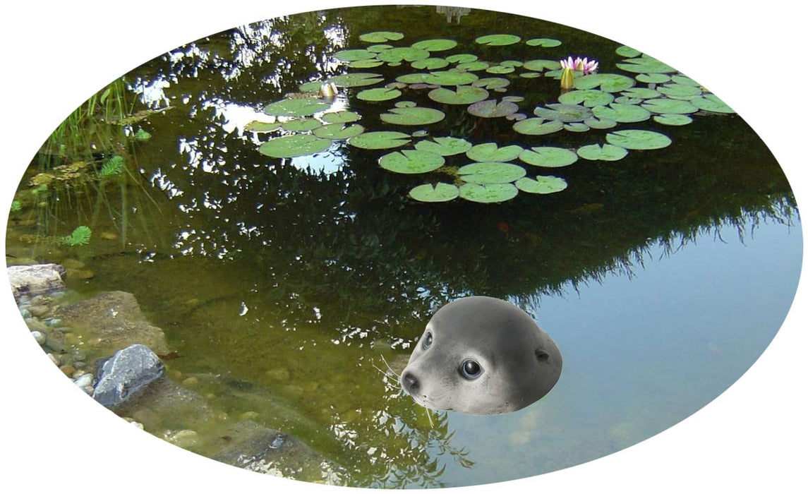 KI-generiertes Bild,Gartenteich Schwimmtier Robbe 17cm Seehund Kopf Garten-Figur Teich-Deko
