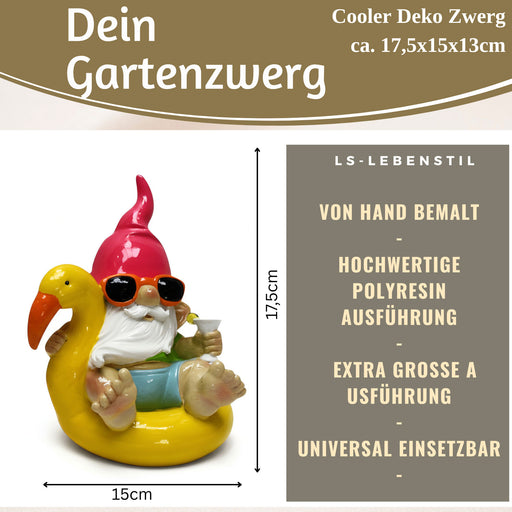 KI-generiertes Bild,XL Deko Figur Gartenzwerg Gelb sitzend 17cm Gnom Skulptur Gartenstatue Statue Objekt
