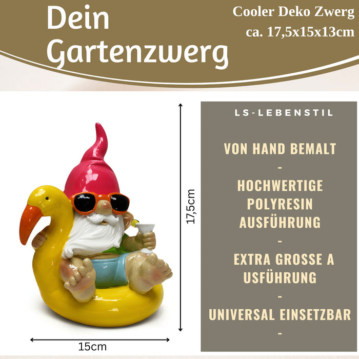 KI-generiertes Bild,XL Deko Figur Gartenzwerg Gelb sitzend 17cm Gnom Skulptur Gartenstatue Statue Objekt