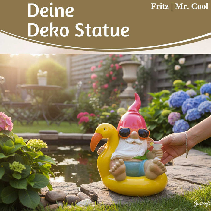 KI-generiertes Bild,XL Deko Figur Gartenzwerg Gelb sitzend 17cm Gnom Skulptur Gartenstatue Statue Objekt