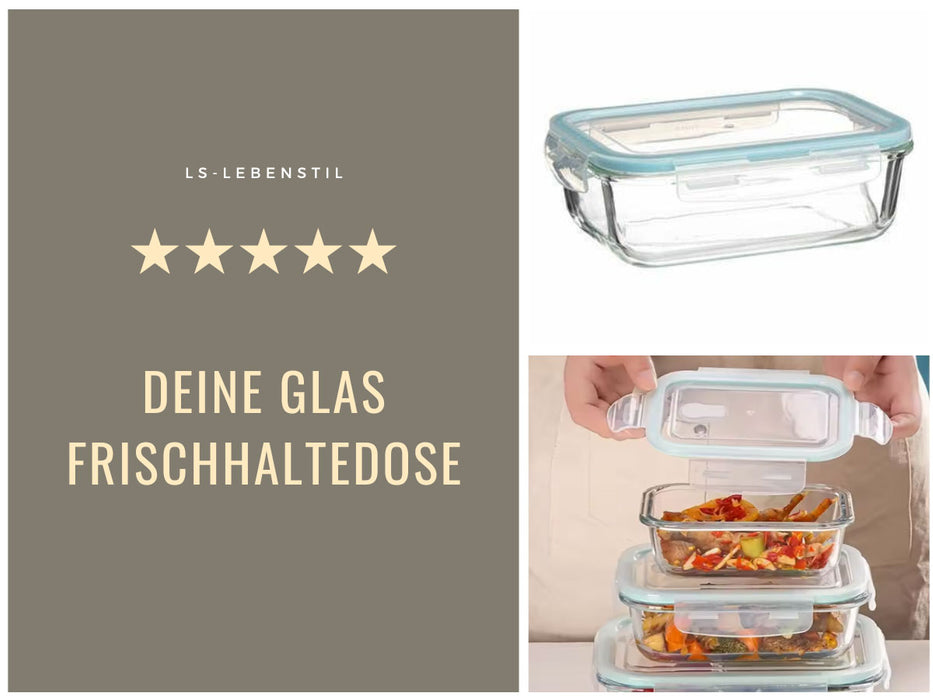 KI-generiertes Bild,Glas Frischhaltedose Cook & Lock 3´er Set  mit Deckel Lebensmittel Mikrowelle Gefrierbox