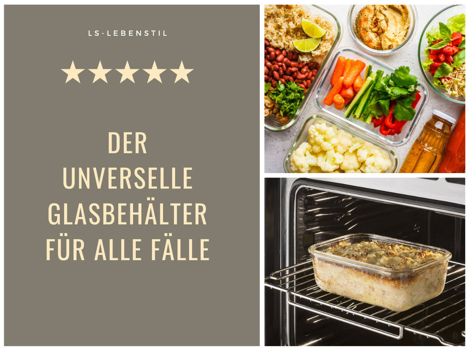 KI-generiertes Bild,Glas Frischhaltedose Cook & Lock 550ml mit Deckel Lebensmittel Mikrowelle Gefrierbox