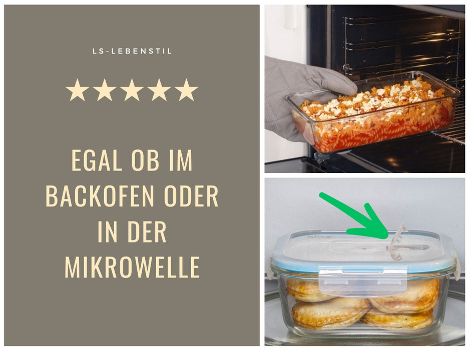 KI-generiertes Bild,Glas Frischhaltedose Cook & Lock 1000ml mit Deckel Lebensmittel Mikrowelle Gefrierbox