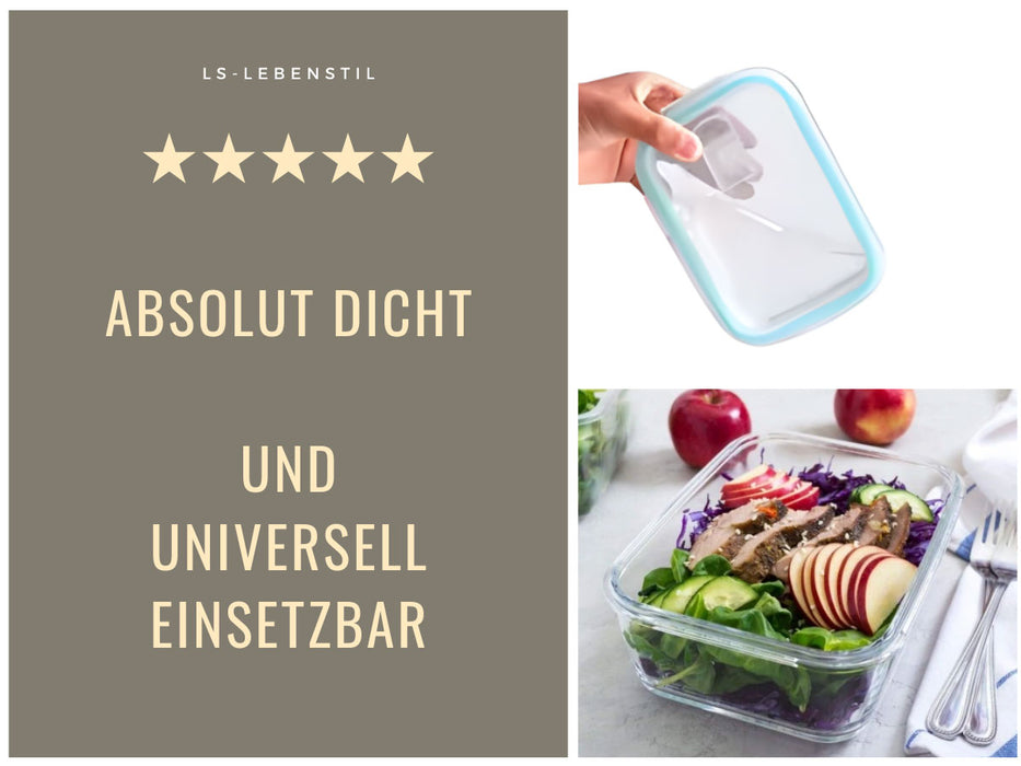 KI-generiertes Bild,Glas Frischhaltedose Cook & Lock 1000ml mit Deckel Lebensmittel Mikrowelle Gefrierbox