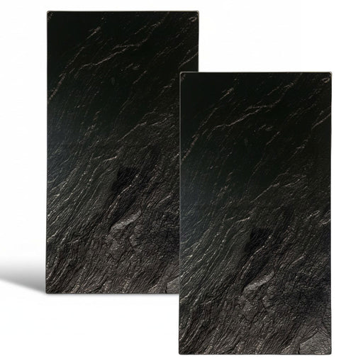 KI-generiertes Bild 2´er Set Glas Herdabdeckplatten Schiefer 52x30cm Glasschneidebrett Schneidebrett