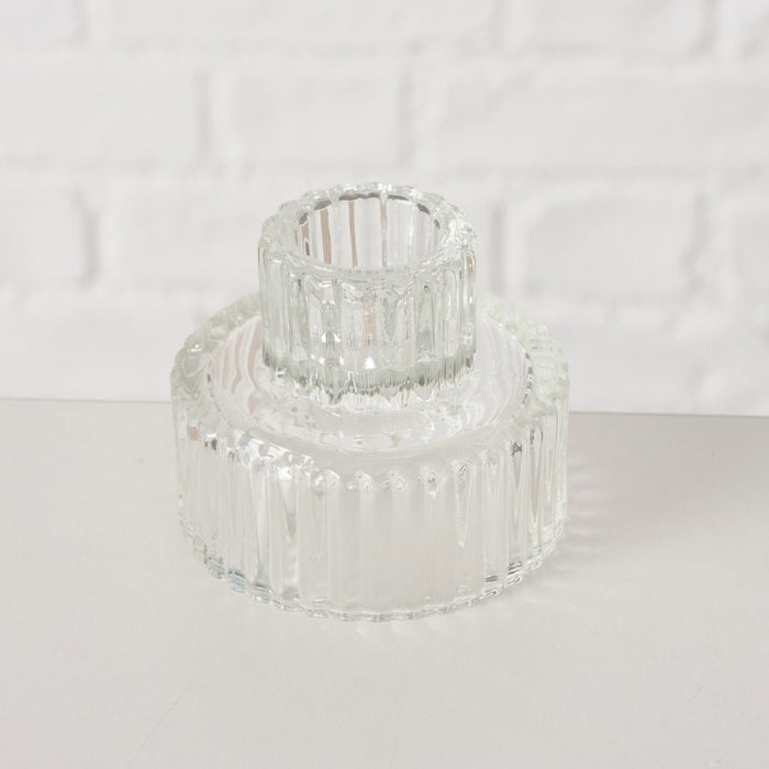 KI-generiertes Bild,3er Set Glas Kerzenständer Klar 7cm Kerzenhalter für Stabkerzen Teelichter