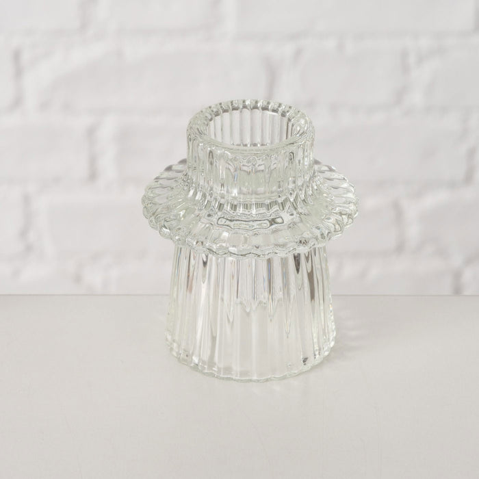 KI-generiertes Bild,3er Set Glas Kerzenständer Klar 7cm Kerzenhalter für Stabkerzen Teelichter