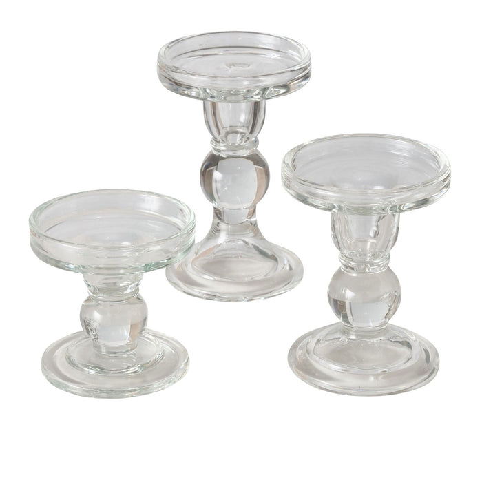 KI-generiertes Bild,3er Set Glas Kerzenständer Klar 28cm Kerzenhalter für Stabkerzen Stumpenkerzen